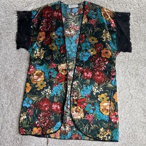 Vintage Val Mode Floral Robe Women's Size Petites Multicolor Satin‎